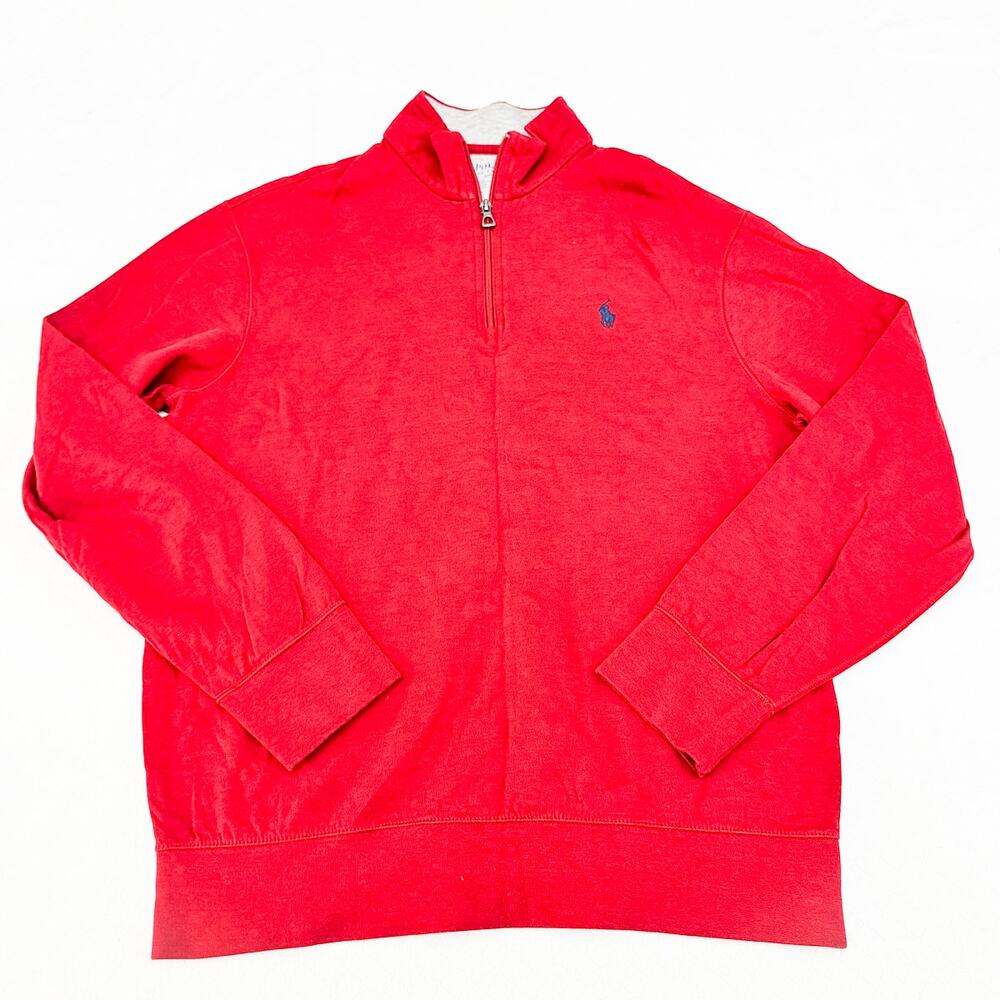 Polo Ralph Lauren Men's Quarter Zip Pullover Sweater Dark Red Color Size M